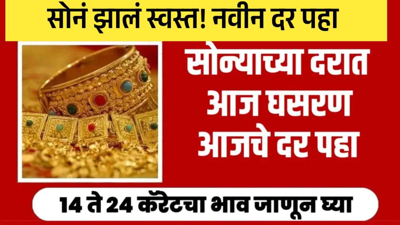 Gold rate Today सोने खरेदी करणाऱ्यांसाठी आनंदाची बातमी सोन्याच्या भावात मोठी घसरण.