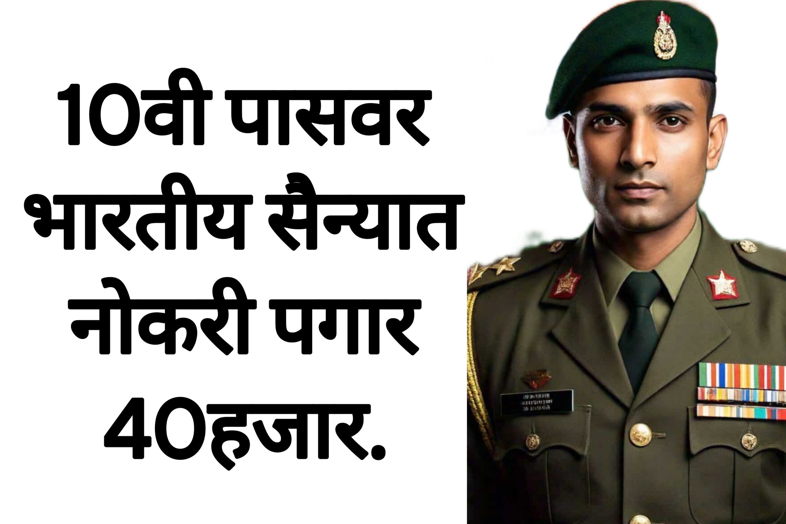 Indian army recruitment 10वी पासवर भारतीय सैन्यात नोकरी पगार 40हजार.