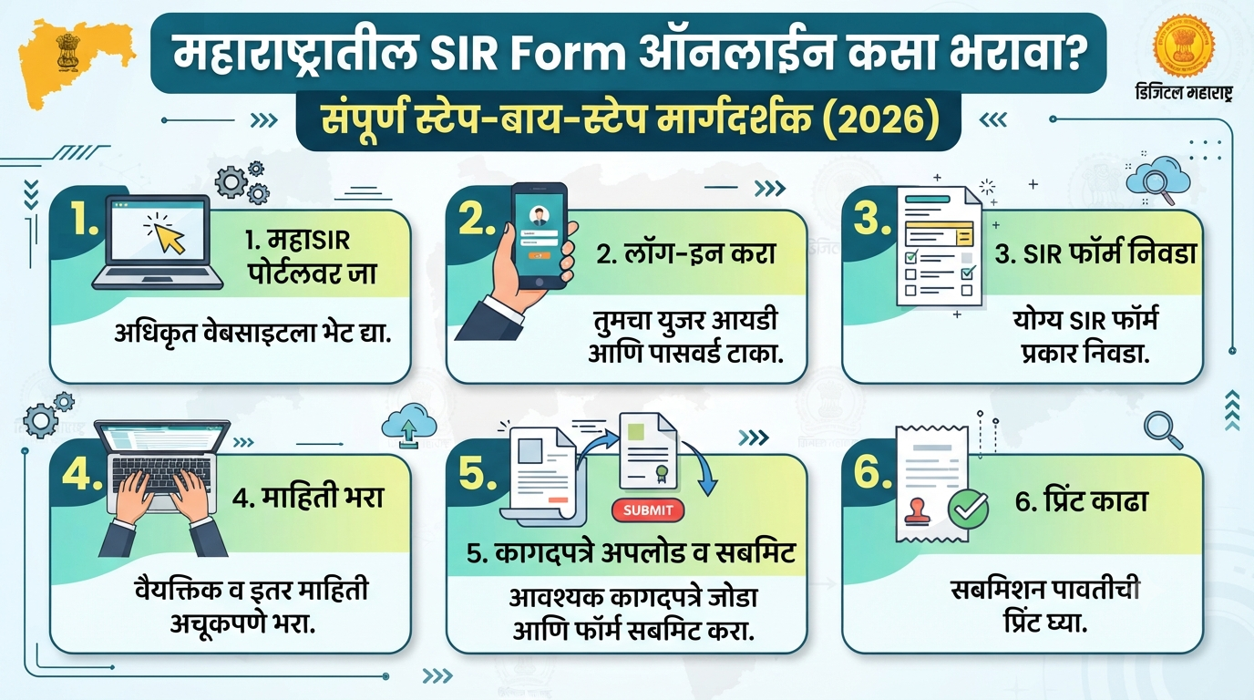 महाराष्ट्रातील SIR Form ऑनलाईन कसा भरावा? संपूर्ण स्टेप-बाय-स्टेप मार्गदर्शक (2026) SIR FORM ONLINE 2026