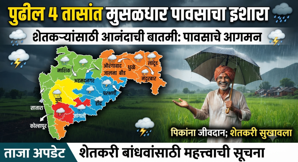 पुढील 5 तासांत या जिल्ह्यांत मुसळधार पावसाचा इशारा; शेतकऱ्यांसाठी आनंदाची बातमी rain news today 2026