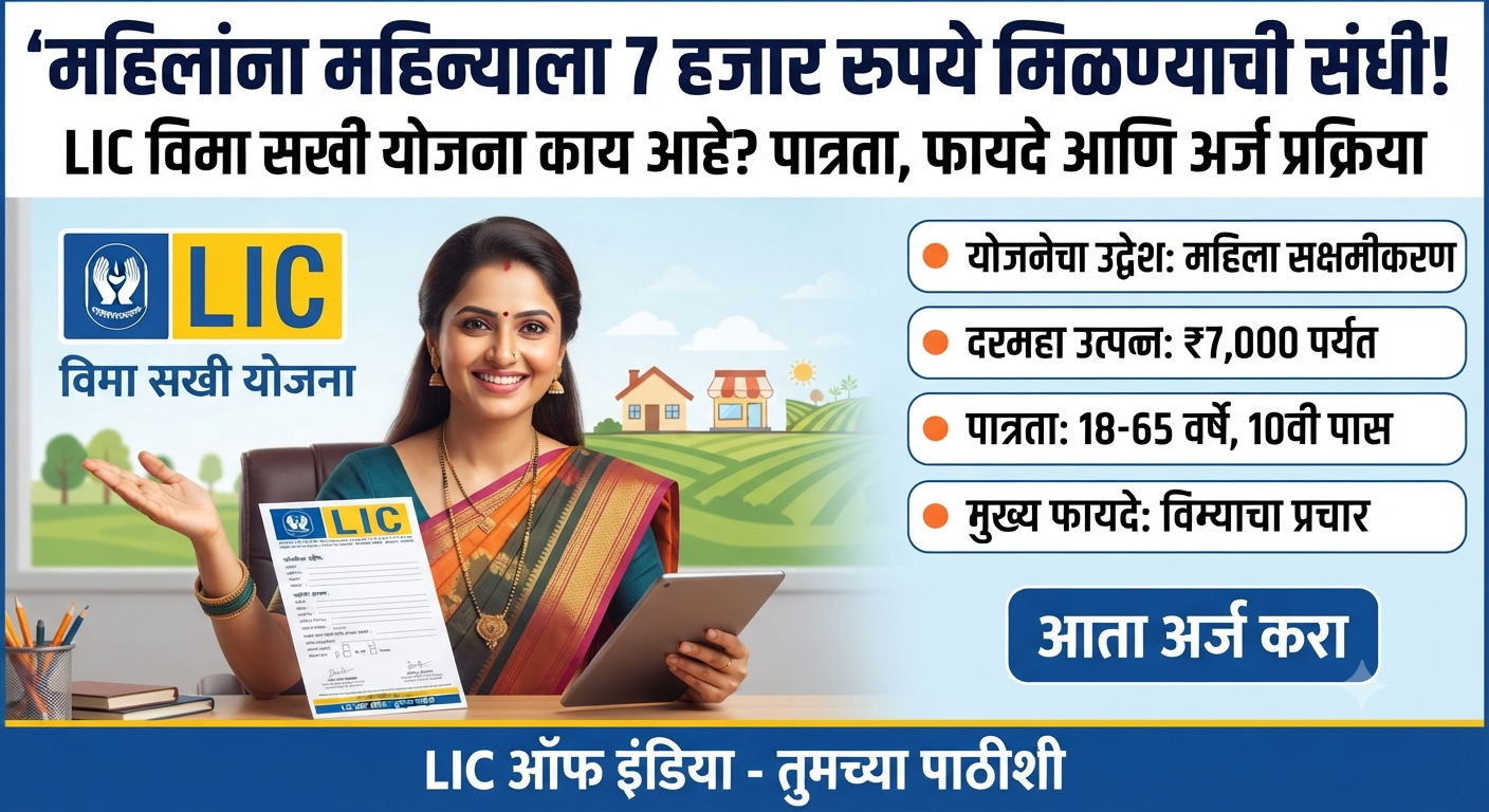 महिलांना महिन्याला 7 हजार रुपये मिळण्याची संधी! LIC विमा सखी योजना काय आहे? पात्रता, फायदे आणि अर्ज प्रक्रिया LIC vima Saki yojana 2026