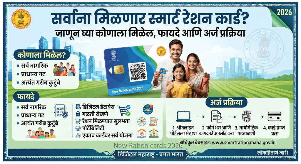 सर्वांना मिळणार स्मार्ट रेशन कार्ड? जाणून घ्या कोणाला मिळेल, फायदे आणि अर्ज प्रक्रिया New Ration cards 2026
