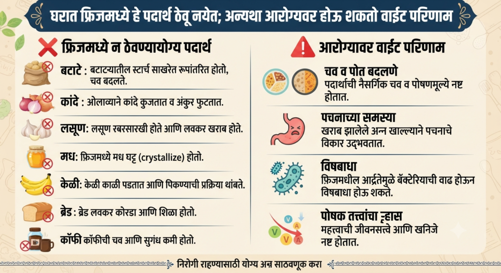घरात फ्रिजमध्ये हे पदार्थ ठेवू नयेत; अन्यथा आरोग्यावर होऊ शकतो वाईट परिणाम freej foods