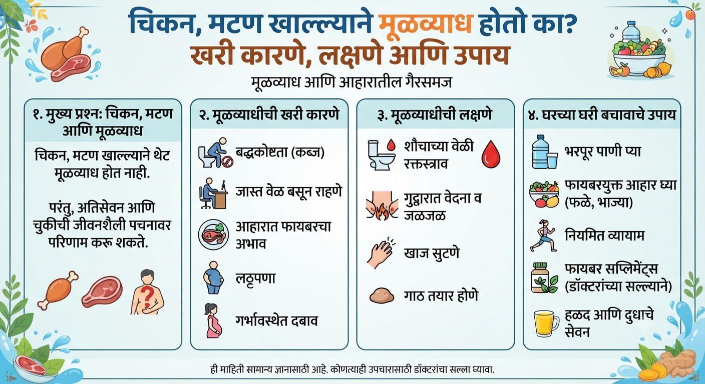 चिकन, मटण खाल्ल्याने मूळव्याध होतो का? जाणून घ्या खरी कारणे, लक्षणे आणि घरच्या घरी बचावाचे उपाय