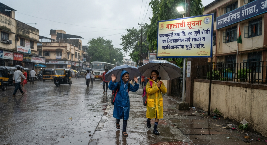 पावसामुळे उद्या शाळा कॉलेज या जिल्ह्यात सुट्टी जाहीर school college holiday