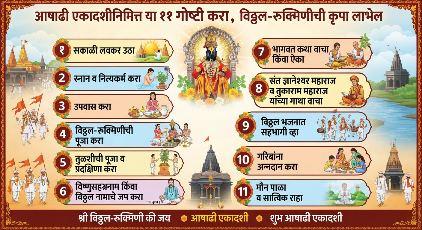 आषाढी एकादशीनिमित्त या ११ गोष्टी करा, विठ्ठल-रुक्मिणीची कृपा लाभेल