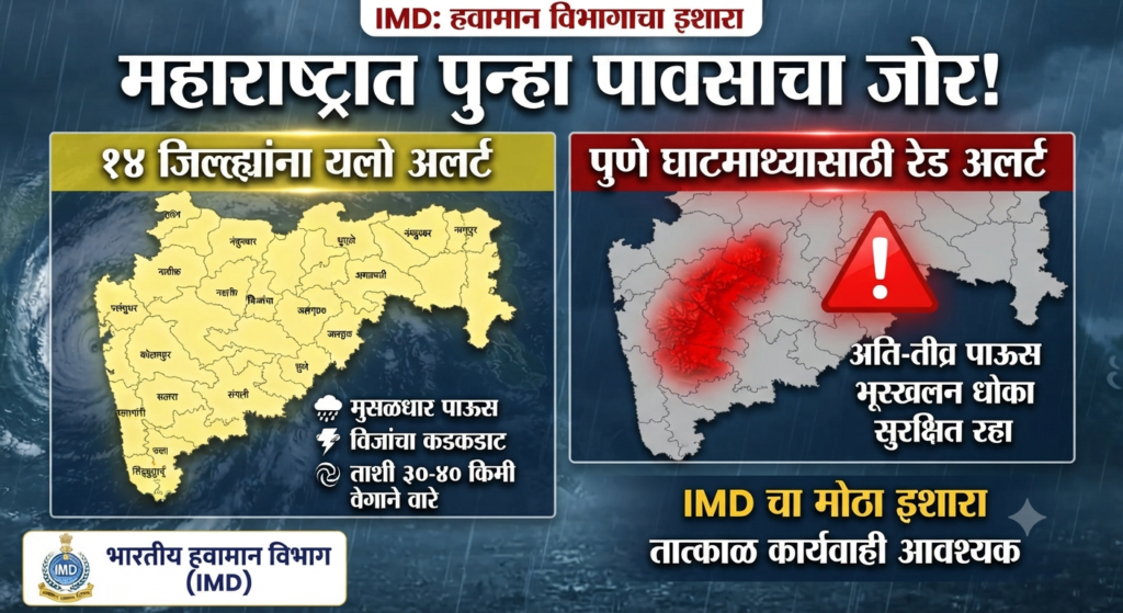 महाराष्ट्रात उद्या या जिल्ह्यात मुसळधार पाऊस पडणार हवामान खात्याचा इशारा rain news today