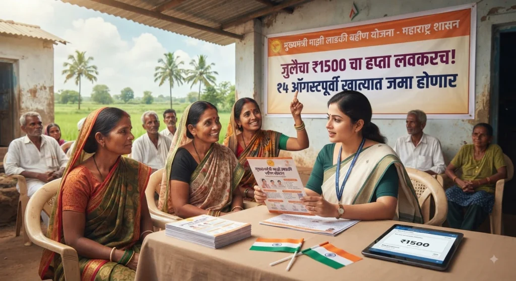 लाडकी बहीण योजनेचा जुलैचा ₹1500 हप्ता कधी मिळणार? 15 ऑगस्टपूर्वी पैसे खात्यात जमा होण्याची शक्यता ladaki july hafta